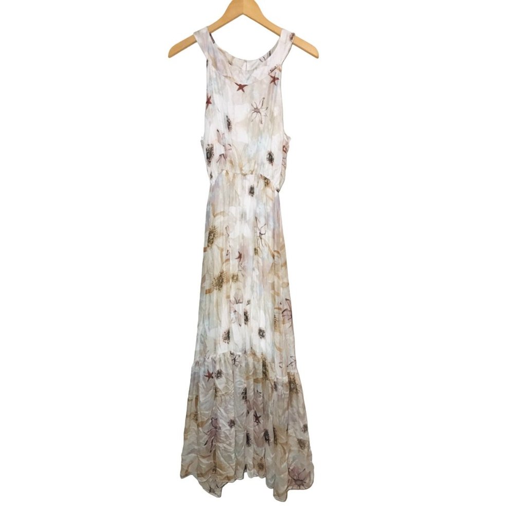 LA RAGAZZE Silk Floral Maxi Dress Size Medium